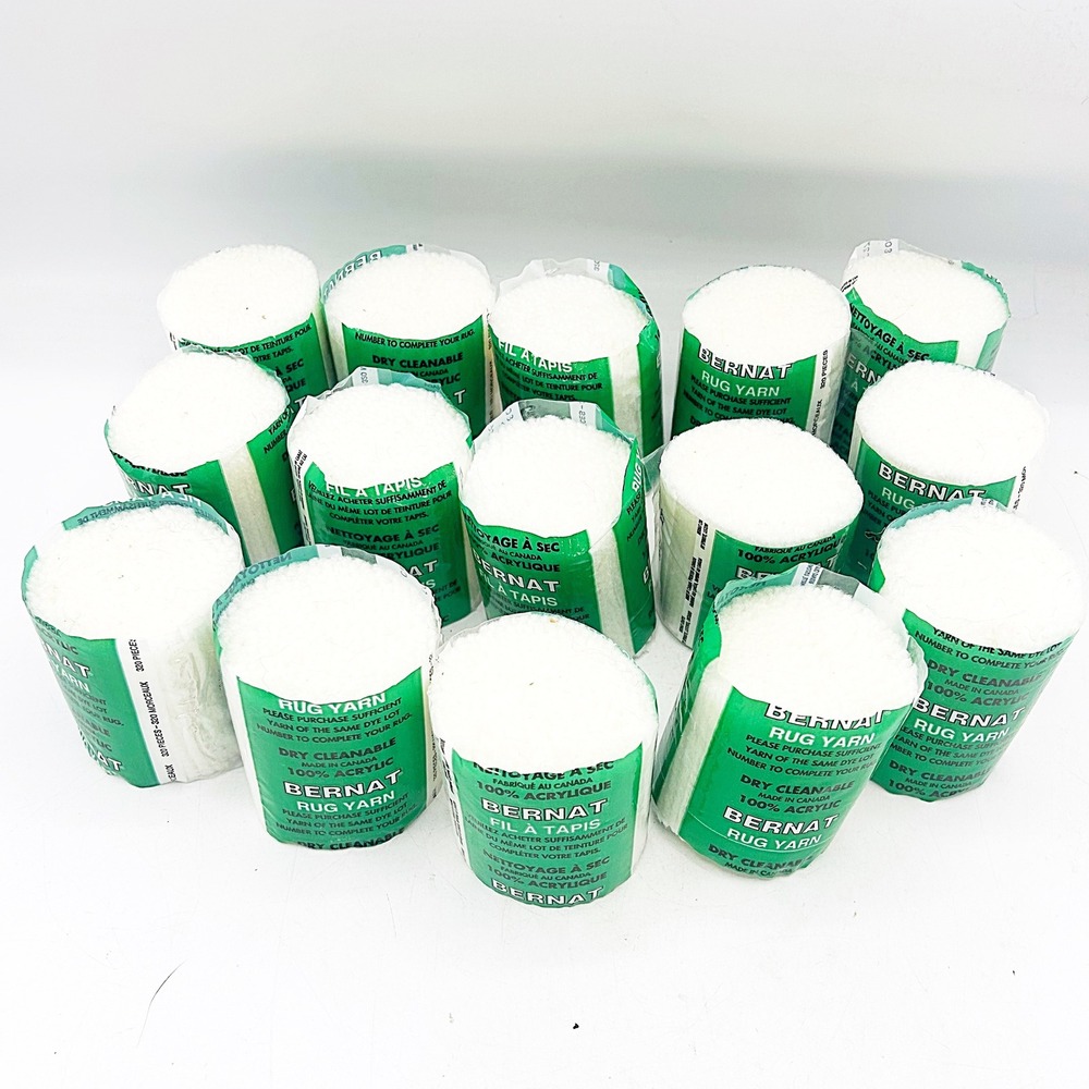 Bernat Rug Yarn 15 Pack White New Acrylic Latch Hook Pre-Cut